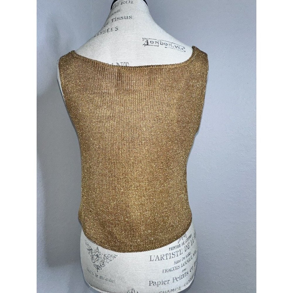 Patchington Blazer & Top Women's Gold Metalic Brown Size S/M 2 Pieces Made USA - Picture 7 of 9